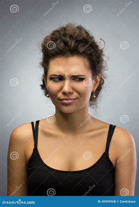 Portrait Of Displeased Woman Stock Photo Image Of Disgust Curls