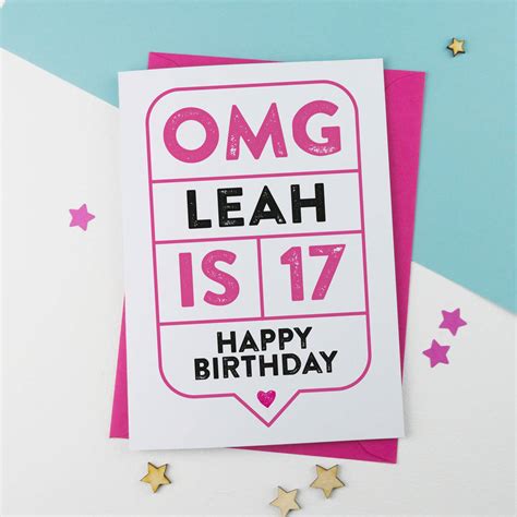 Omg 17th Birthday Card Personalised By A Is For Alphabet