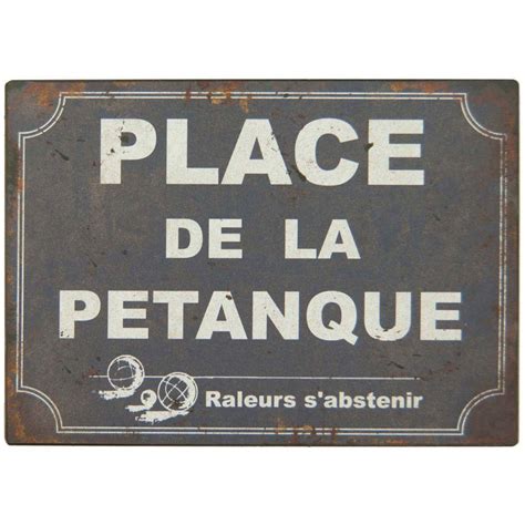 Plaque En Métal Humour 21 X 15 Cm Place De La Pétanque
