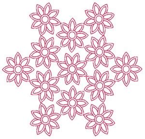 Large Daisies Redwork Square Hoop Embroidery Design By Stitchitize