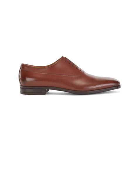 Boss By Hugo Boss Tanned Leather Oxford Shoes With Perforated Panels In Light Brown Brown For