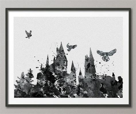 Hogwarts Harry Potter Watercolor illustrations Art Print 8x10 Wall Art