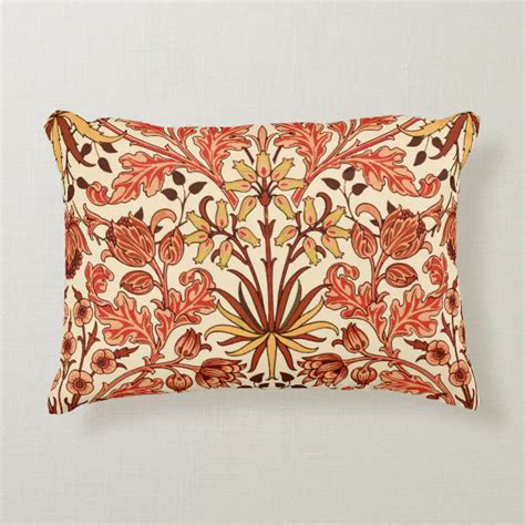 William Morris Hyacinth Print Orange And Rust Decorative Pillow Zazzle