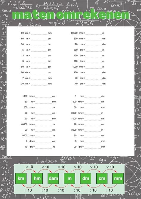Werkblad Lengtematen Omrekenen Metrieke Stelsel Werkbladen