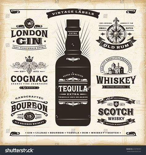 Vintage Alcohol Labels Collection Editable Eps10 Vector Illustration