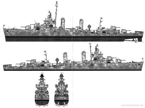 Destroyer Uss Dd 484 Buchanan Destroyer 1942 Drawings Dimensions