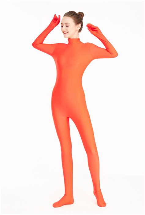 Lzcmsoft Pumpkin Color Women Lycra Spandex Bodysuit Unitard Costume