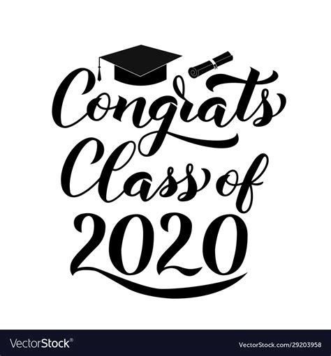 Download Congrats class 2020 lettering with graduation Vector Image