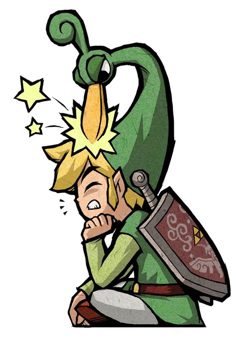 The Legend Of Zelda Is Sitting Down With His Head On Top Of An Object