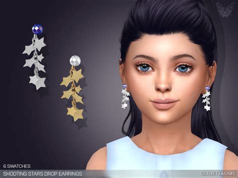 Sims 4 — Shooting Stars Drop Earrings For Kids By Giuliettasims — 6
