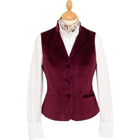 Wine Fitted Velvet Waistcoat | Ladies Country Clothing | Cordings