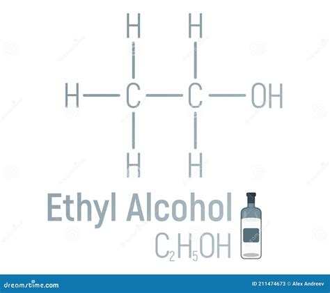 Ethyl Spirit Alcohol Concept Chemical Formula Icon Label Text Font Vector Illustration