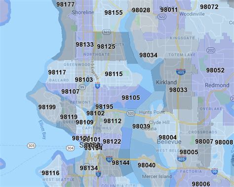 Seattle Area Zip Code Map Map Vector