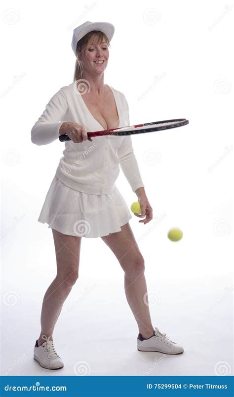 Female Tennis Player Bounces Ball Stock Photo Image Of Player Ball