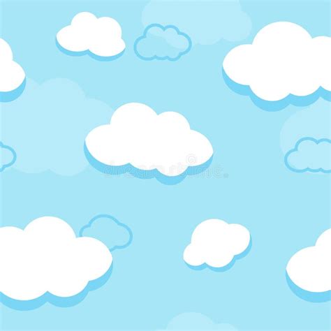 Cute Cartoon Cloud With Light Blue Sky Wallpaper For Kid Bedroom Stock