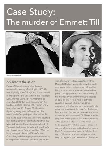 Case Study The Murder Of Emmett Till Teaching Resources