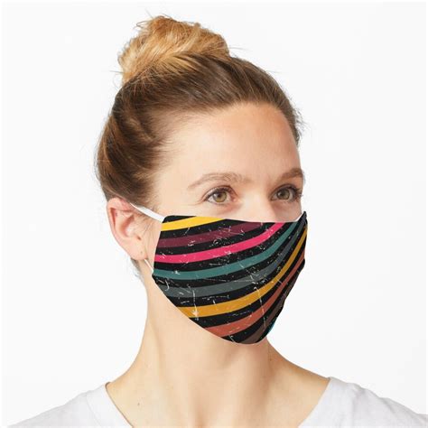 Retro Colorful Stripe With Grunge Filter Vintage Graphic Mask Mask