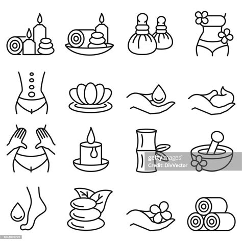 Spa Massage Icon Set High Res Vector Graphic Getty Images