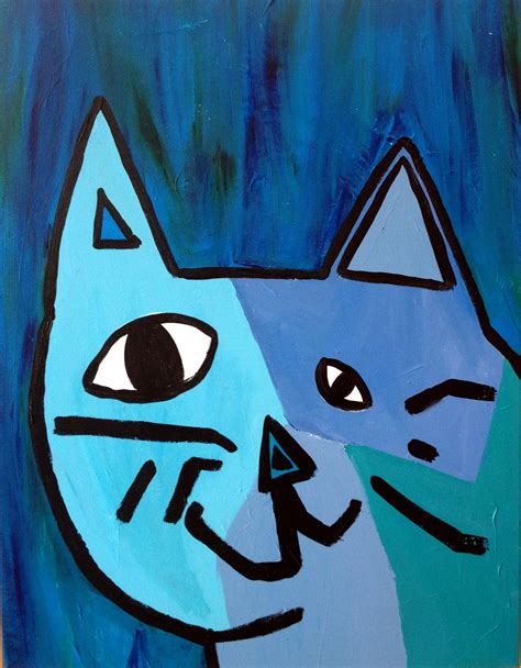 Picasso Cat Acrylic On Canvas Modern Cat Art Cat Painting Picasso