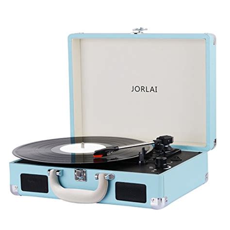 White Handle Vinyl Record Player Jorlai Turntable 3