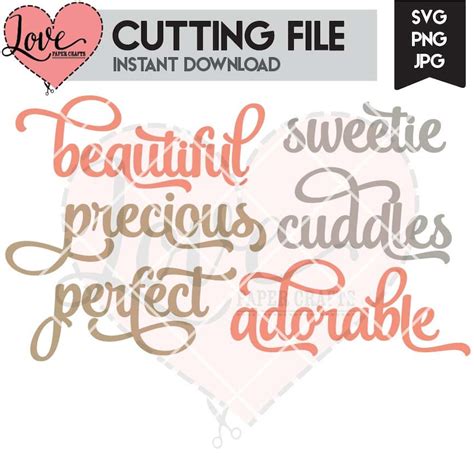 Cute Baby Words Svg Cutting File Beautiful Sweetie Precious Etsy