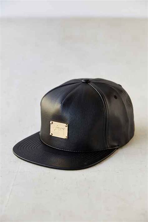 Stussy Lux Faux Leather Snapback With Images Luxury Hats Leather