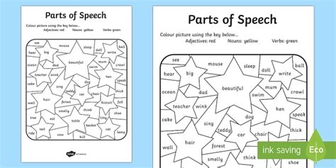 Parts Of Speech Colouring Activity Teacher Made