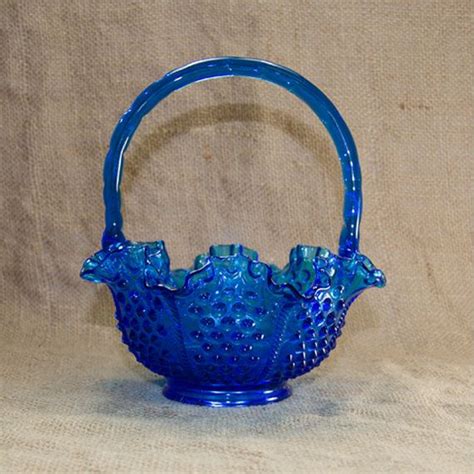 Vintage Fenton Blue Glass Hobnail Brides Basket By Thewrenskeep Fenton Glassware Hobnail