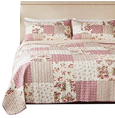 SLPR Country Roses Patchwork Cotton Comforter Set Queen Size Quilt