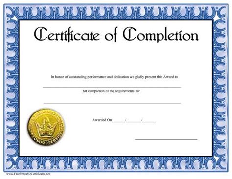Certificate of Completion Printable Certificate ...