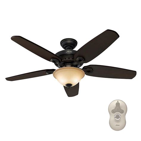 Remote control fans give you the convenience to not have to get out of bed, since all you're required to do is hit a button on the remote to change the this fan has three abs blades coated in a coal black finish, which is extremely attractive for various rooms. Hunter Fairhaven 52 in. Indoor Basque Black Ceiling Fan ...