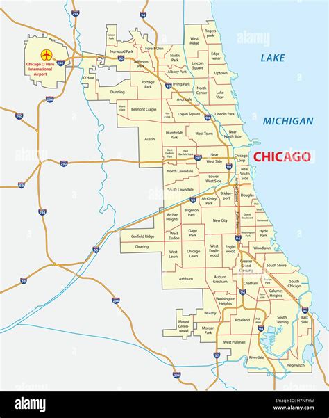 Las Zonas De La Comunidad De Chicago Mapa Imagen Vector De Stock Alamy