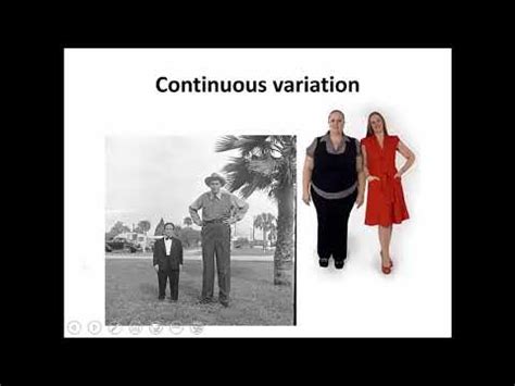 Continuous variation or continuous matter is gradual, something that is not so clear cut. Continuous and discontinuous variation - YouTube