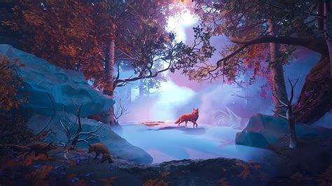 Hd Wallpaper Digital Art Landscape Fox Forest Fantasy