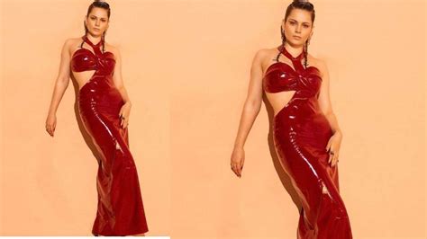 In Pics Dhaakad Star Kangana Ranaut Stuns Netizens In Her Red Hot Outfit