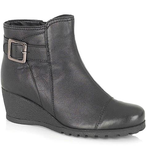 Lotus Amherst Black Leather Wedge Ankle Boot Lotus From Crichton Shoes Uk