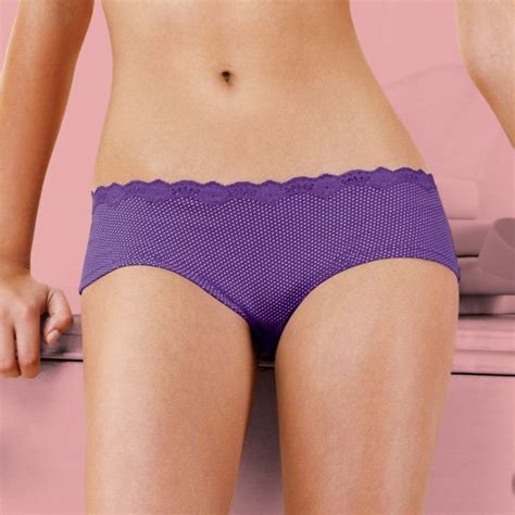 Purple Dot Lace Trim Hipster Panties Sz Small Hipsters New