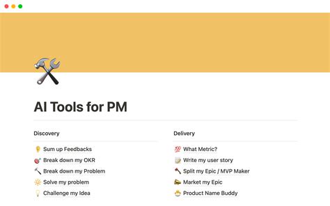 Notion Ai Tools For Product Managers Notion Template