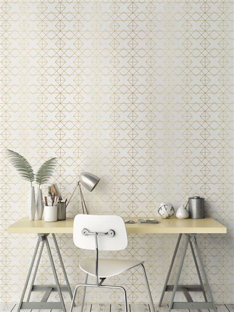 Geometric Solid Gold Wallpaper Removable Wallpaper Etsy Gold