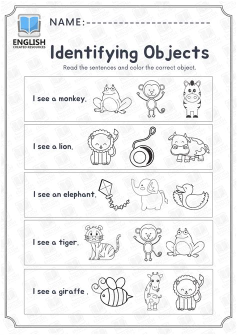 Vocabulary Activities Identifying Objects