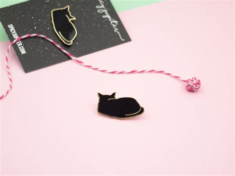 Black Cat Pin Enamel Pin Black Cat Cat Pin Badge Cat Etsy