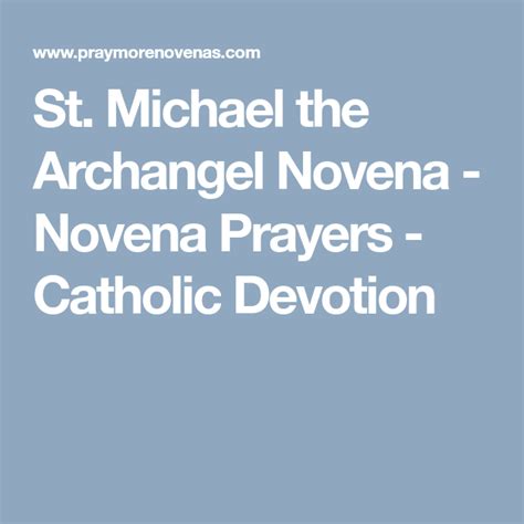 St Michael The Archangel Novena Novena Prayers Catholic Devotion