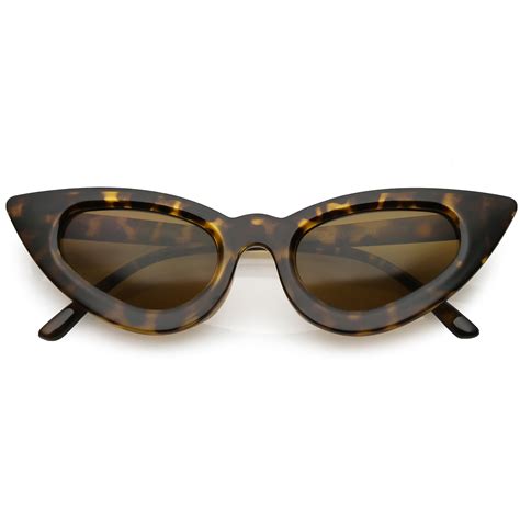 sunglass la women s thin extreme cat eye sunglasses slim arms oval lens 45mm tortoise brown