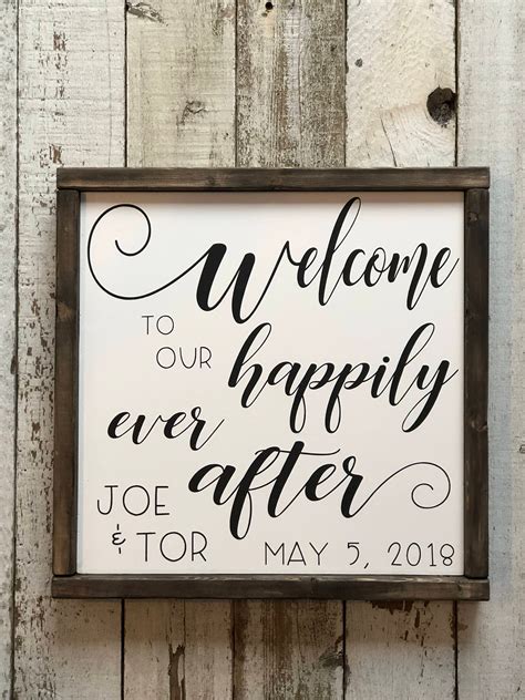 Welcome To Our Happily Ever After Wedding Sign Farmhouse Etsy Wood