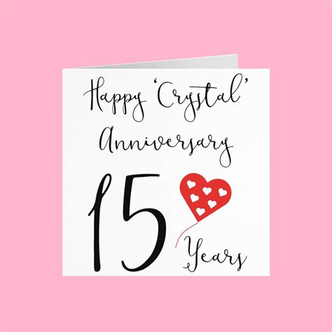 15th Wedding Anniversary Card Happy Crystal Etsy