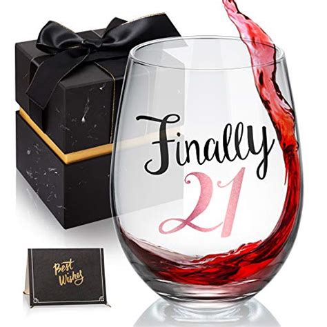 Best gift for girlfriend on her 21st birthday. 21st Birthday Gifts for Women Stemless Wine Glass, Finally ...