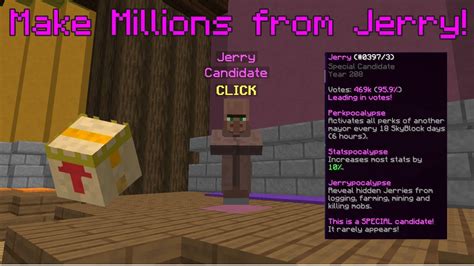 How To Make Millions From Jerry Hypixel Skyblock Youtube
