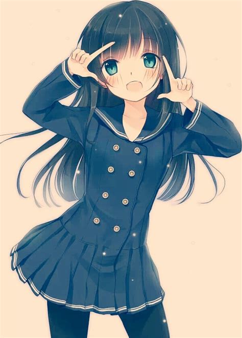 Cute 3 Followme ♡ Anime Girl School Uniform Pose
