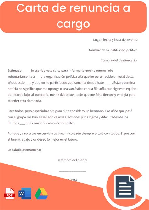 Carta De Renuncia A Un Cargo Rellena Online Word Pdf