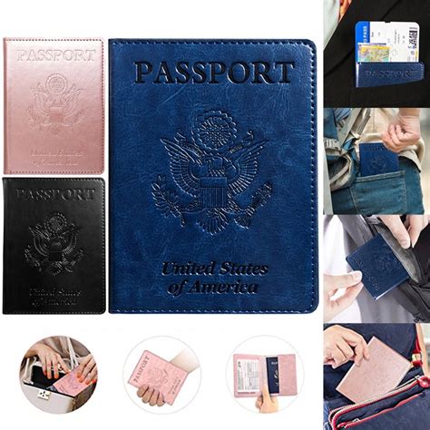 funda para pasaporte con ranura para tarjeta de vacuna impermeable protector de piel sintética